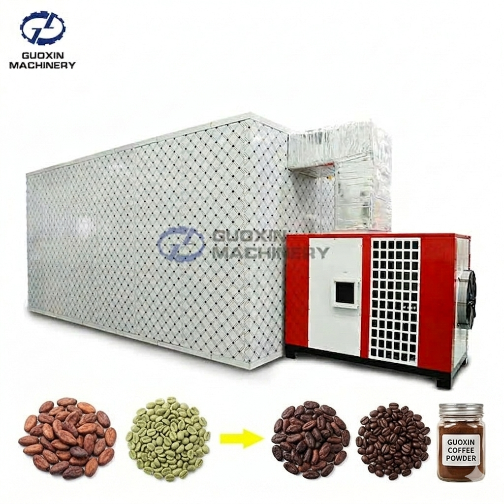 Drying Coffee Beans, Cocoa Nibs and Instant Coffee Powder