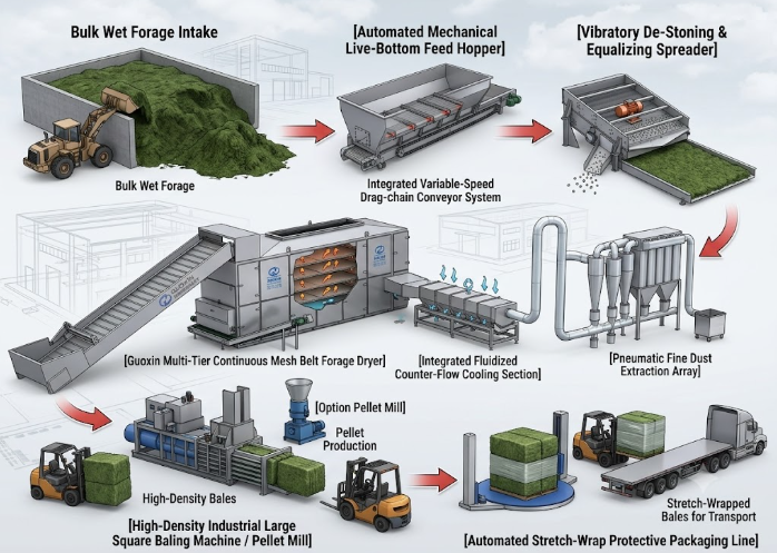 Alfalfa Forage & Hay Bales Continuous Dehydration Processing Lines